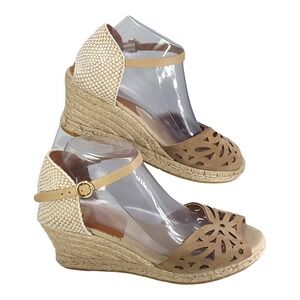 Kanna Women's Shoes Espadrille Wedge Heel Sandals Tan Womens Size EU 40 US 9.5